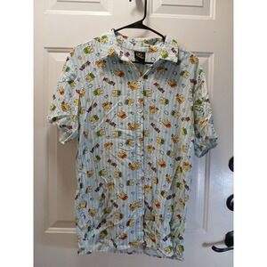 Keroppi by Sanrio Button-Up Shirt Rayon Medium Women's Size M Side Slit